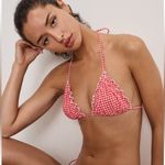 Good American Gingham Lattice Edge Bikini Top Photo 1