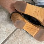 Anthropology Black Leather Clog Platform Sandals Wood Heel Sz 7 Strappy woens Photo 6