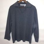 Josephine Chaus  2X Ribbed Long Sleeved Popover Top Plus in Gray Photo 0