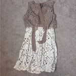 Altar'd State  Gold Beige Floral Shimmer Lace Sleeveless Dress Photo 8