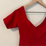 Cinq a Sept Marta Carmine Off The Shoulders Midi Dress Ruffle Hem NWT Size 2 Red Photo 3