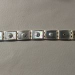 Hendi Bendal Hinge Belt Buckle Bracelet MOP Signature Logo Gold Tone Rhinestone Photo 12