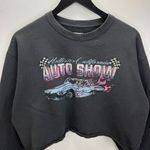 Hollister California Auto Show Cropped Raw Hem Crewneck Sweatshirt Large Gray Photo 9