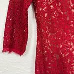 Adrianna Papell Red Lace Mini Sheath Dress Womens 4P 3/4 Sleeve Formal Cocktail Photo 1