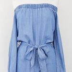 Impeccable Pig Denim Off The Shoulder Romper W/ Tie Photo 0