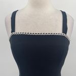 Vintage 90s City Triangles Mini Dress Sheath Embroidered Square Neck Black 8 Photo 2