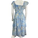 Amanda Uprichard Blue Floral Midi Dress Size S Photo 2