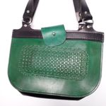Vintage green leather handcrafted shoulder bag Green Photo 1