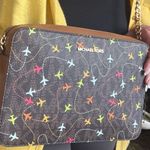 Michael Kors Authentic  leather/canvas airplane prints Crossbody Bag Photo 12