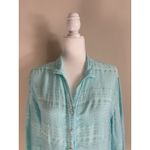 Fresh Produce Womens Medium Button Front Tunic Top Blue Textured Crinkle Linen Photo 4