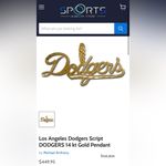 L.A. DODGERS 14K solid script logo pendant by Michael Anthony, NWOT Photo 2