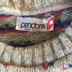 Pandora VTG  Wool Blend Sweater Suede Elbow Patch Sz. L Winter Cozy Colorful Photo 4