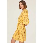 THAKOON COLLECTIVE Yellow & Red Floral Crepe Short Sleeve Wrap Dress Size 6 Photo 1