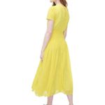 J.Crew NWT Midi in Bright Kiwi Yellow Embroidered Chiffon Short Sleeve Dress 2 Photo 8