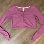 Matilda Jane Pink Mauve Long Sleeve Crop Top Ruched Cotton Spandex~ Size XS Photo 8