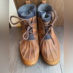 UGG  Waterproof Leather Duck Boots Herringbone‎ Wool Collar Brown Lace Up size 8 Photo 1
