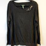 LRL Lauren Ralph Lauren Sweater Black Long Sleeve Buckle Collar Knit 2X GUC Photo 0