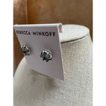 Rebecca Minkoff NWT Oversized Silver Prong Set Shiny Grey Gemstone Style Earring Photo 1