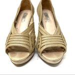 Prada gold Beige Leather Strappy Open Toe Platform heel Pumps size 35.5 Photo 2