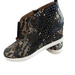 Linea Paolo Wedge sneaker Black gold Snake Print side zip leather heeled bootie Size 11 Photo 3