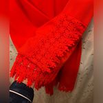 C. Luce Midi Dress, Crochet Lace, 3/4 Bell Sleeve, V-neck, Belt, Poppy, Sz L Photo 6