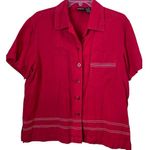 Erika   Red Linen Button Down Shirt Shacket Size Medium Photo 0