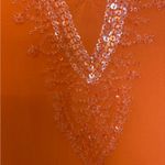 Itsu Silk Bright Orange Embellished Coastal Vacation Resortwear Blouse Top L Size 8 Photo 5