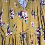 Xhilaration Women’s Mustard Yellow V neck Long Sleeve Floral Dress Size XXL Photo 3
