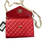 Badgley Mischka NWT  Red Vegan Leather Diamond Quilting Crossbody Bag Clutch $129 Photo 1