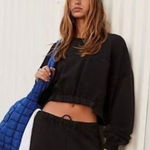 Free People Washed Black On Your Mark Cropped Crewneck Sz XS Photo 0