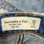 Abercrombie & Fitch Blue Distressed Frayed High Waist Denim Jeans Mom Shorts 25 Photo 3