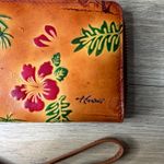 Hawaii Wristlet Leather Zip Around Wallet Tropical Palm Hibiscus Embossed Orange Photo 2