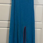 Vintage Dutchess Terry Cloth Maxi Dress Medium Asymmetrical Pool Coverup Blue Photo 0