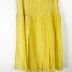Kay Unger 100% Silk Canary Yellow Spaghetti Straps Pleated Dress, Size 6 Photo 8