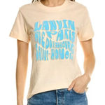 Lanvin Peach Orange Bubble Letter Tee Slogan Print Paris Women's size Medium Photo 0