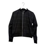 ALBION FIT Albion Windowpane Print Bomber Jacket Black Lightweight Full Zip Front Size Med Photo 3