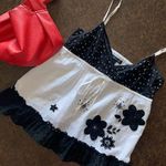 INC I.N.C. Black & White Spaghetti Strap Eyelet Top - size 12 Photo 0