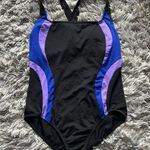 Lands' End  Black Blue Womens One Piece Size 10 Swimsuit Bathing Suit Summer Photo 0