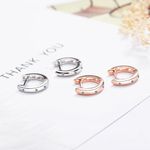 Boutique NEW 18k White‎ Gold Plated Diamond Huggie Hoop Earrings Photo 5