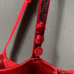 Cacique NEW  lane bryant red and black lace roses babydoll with thong Photo 5