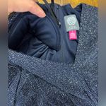 Vince Camuto NWT Women’s 6 Asymmetric V Neck Rushed Short Dress Navy Sparkle Photo 4