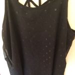 Womens Racerback design lattice bck detail black chiffon tank metallic accent sm Photo 2
