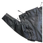 VINTAGE Black Leather Moto Jacket Size L Photo 6