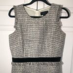 J Crew Sparkling Grey Metallic Tweed, Fringe, & Velvet Sheath Dress Size 8 Tall Silver Photo 2