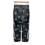 Eterea Julieta & Julieta Vegan Black‎ Leather Embroidered Heart Cutout Pants 36 Black Photo 6