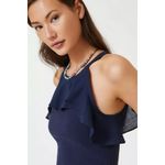 Anthropologie Maeve by  Navy Blue Ruffle Cold Shoulder Top Size Medium Photo 1