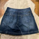 DKNY Jeans Denim Mini Skirt Womens Size 2 Dark Wash Abstract Stitching 90's Photo 3