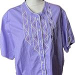 Bob Mackie  Purple Short Sleeve Button Down Shirt wearable art size 3x Photo 0
