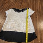 Vintage Princess Vera Wang artsy frey short sleeve chiffon fur blouse size small Black Photo 6