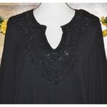 Charter Club Women's Plus 2X Black Thin Sweater Knit Top Shiny Beaded V-Neck Photo 1